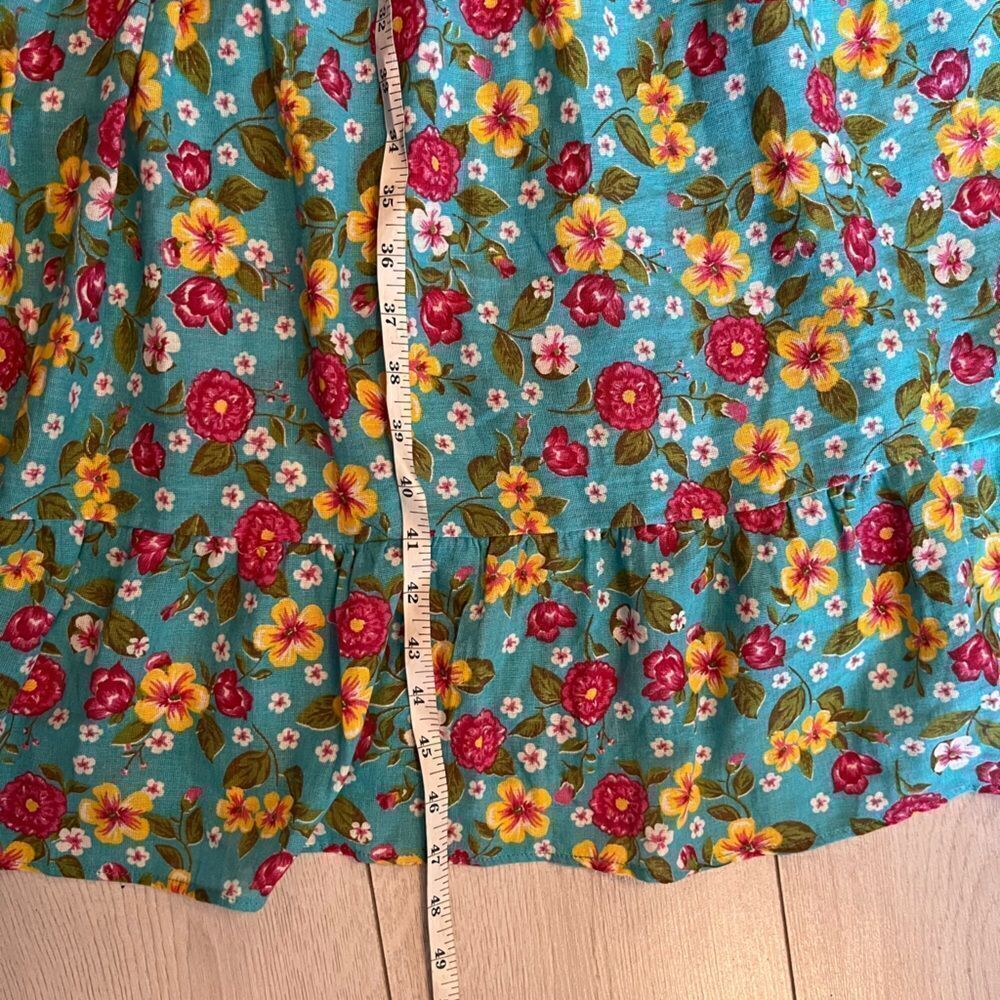 70s vintage crochet lace up dress floral tiered skirt - Picture 10 of 10